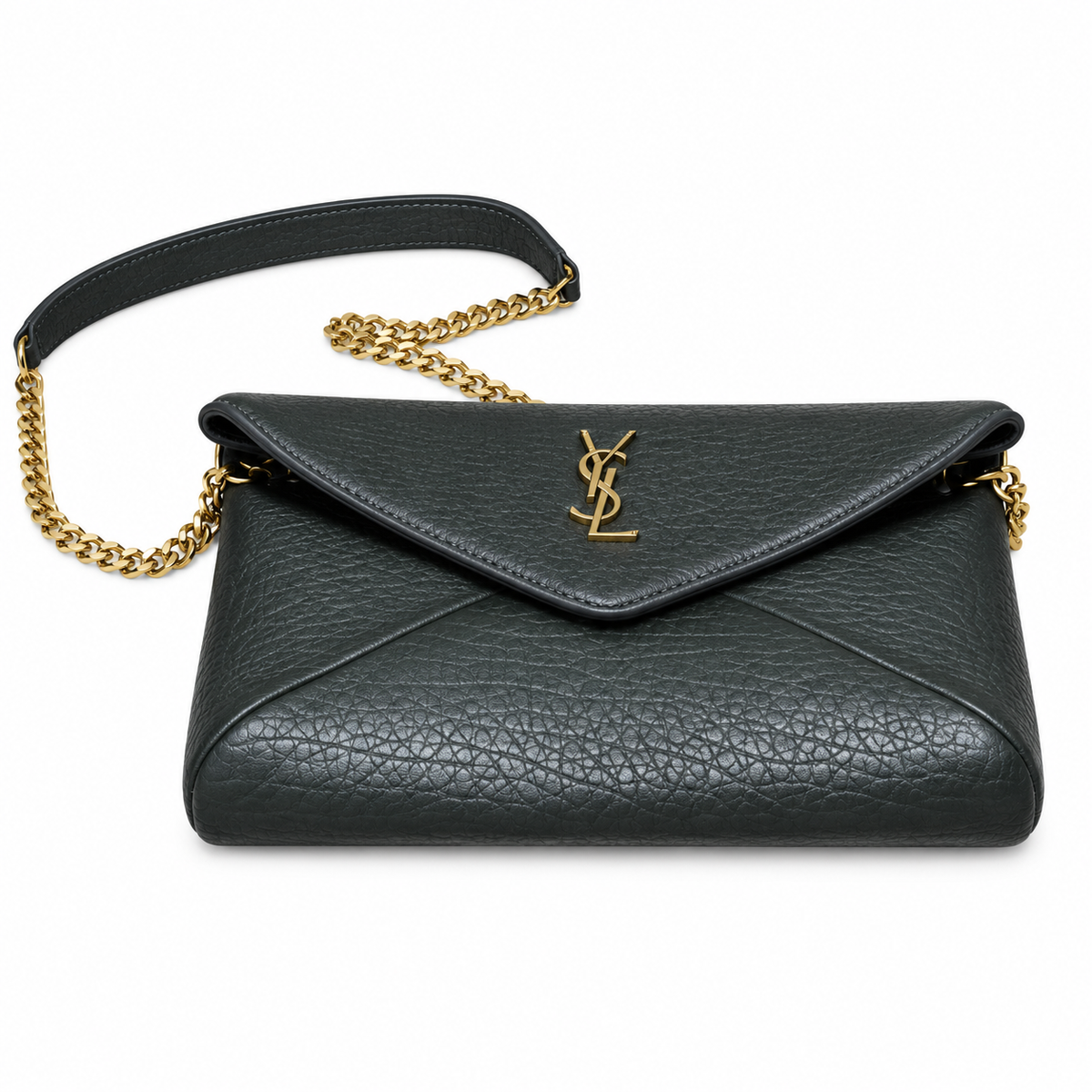 YSL Saint Laurent Gaby Envelope Bag in Black Grained Leather