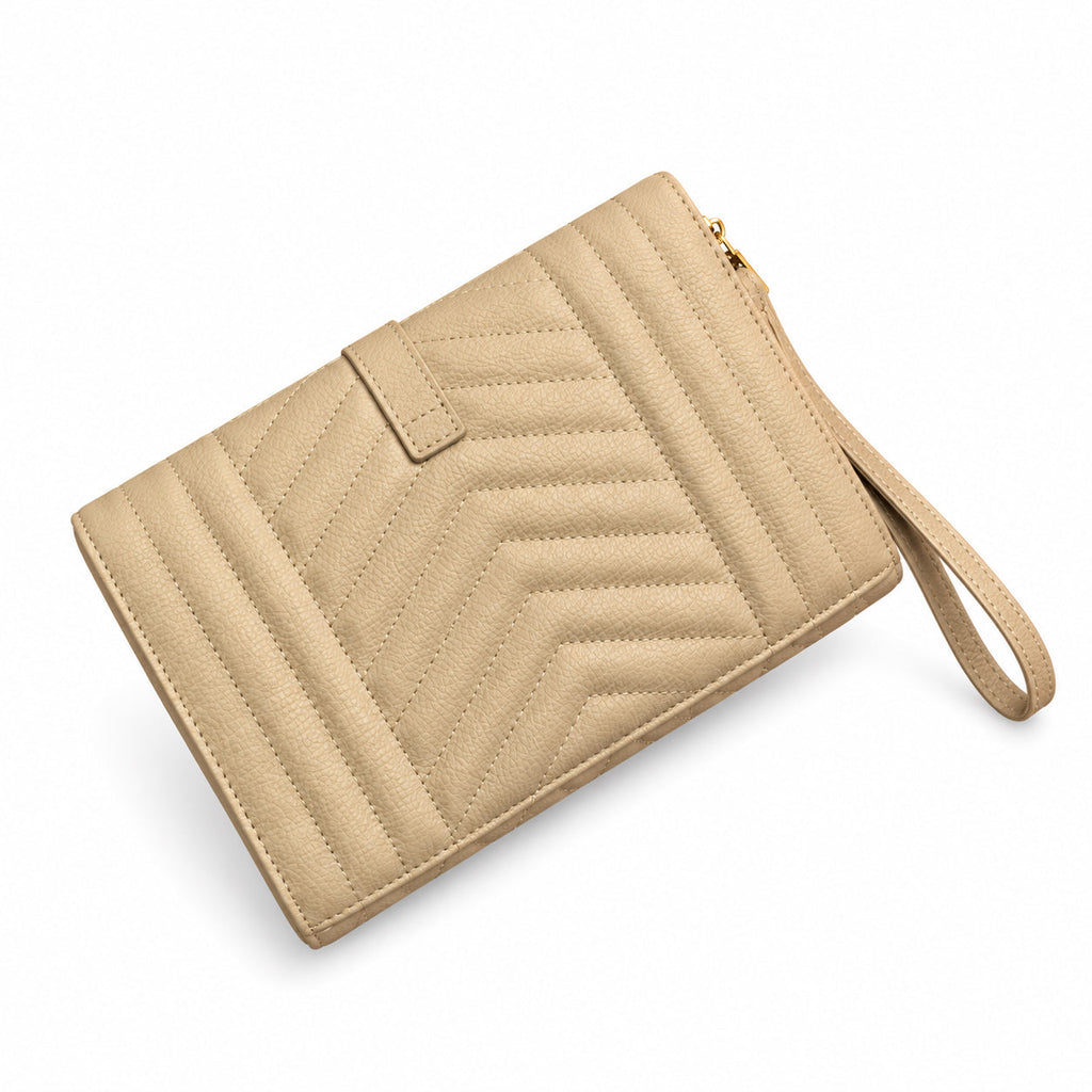 YSL Saint Laurent Envelope Clutch in Beige Quilted Leather