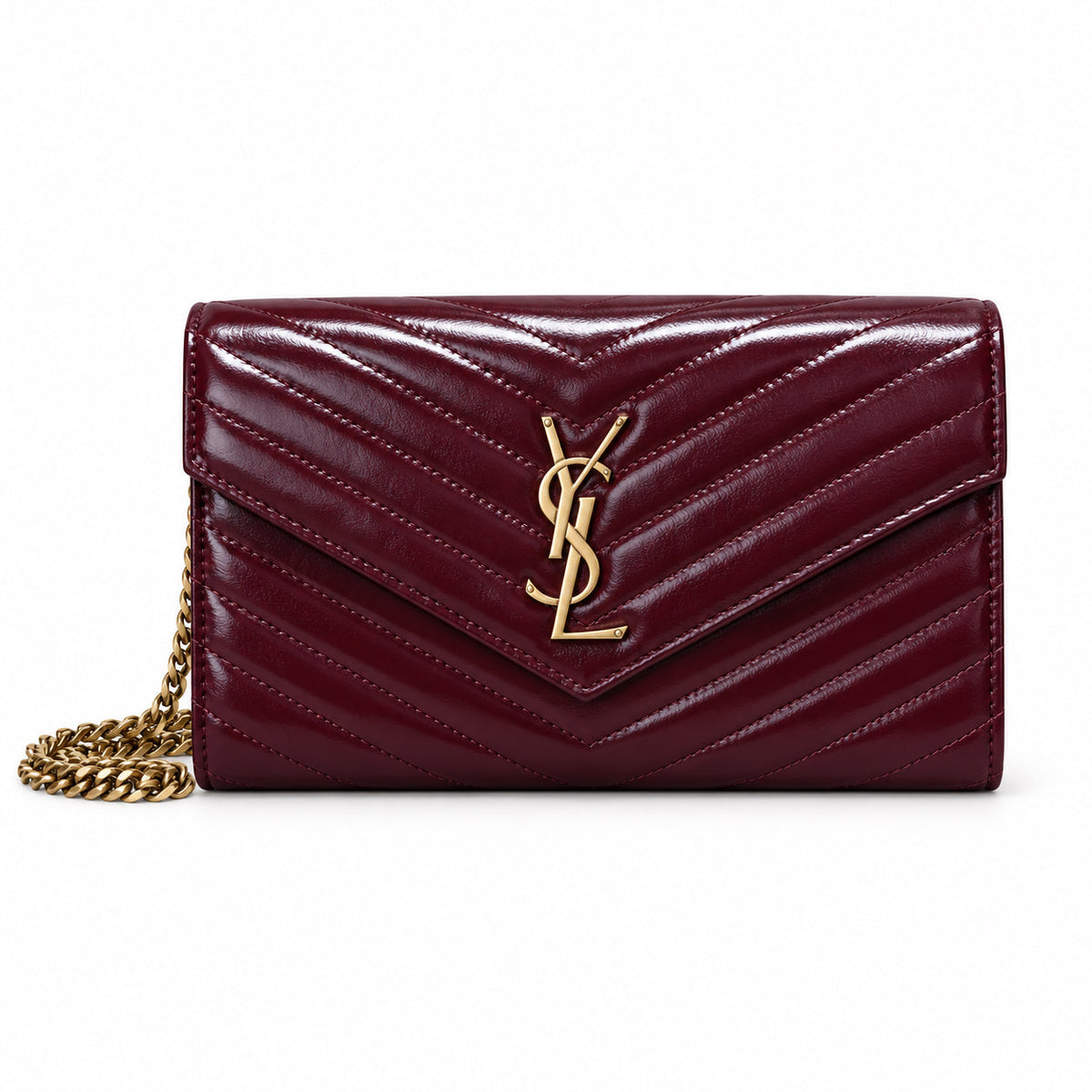 YSL Cassandre Chain Wallet Bag – Burgundy