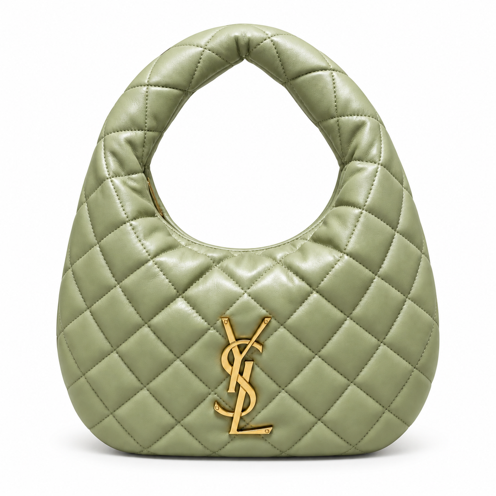 Saint Laurent Quilted Leather Hobo Bag – Sage Green