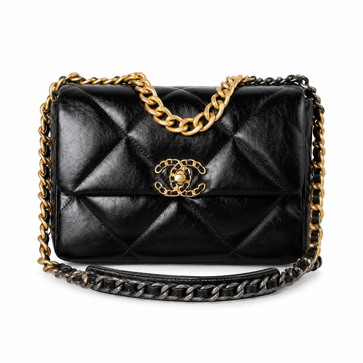 Chanel Classic Quilted Flap Bag | CC Turn-Lock Gold Hardware Leather Chain — 26cm