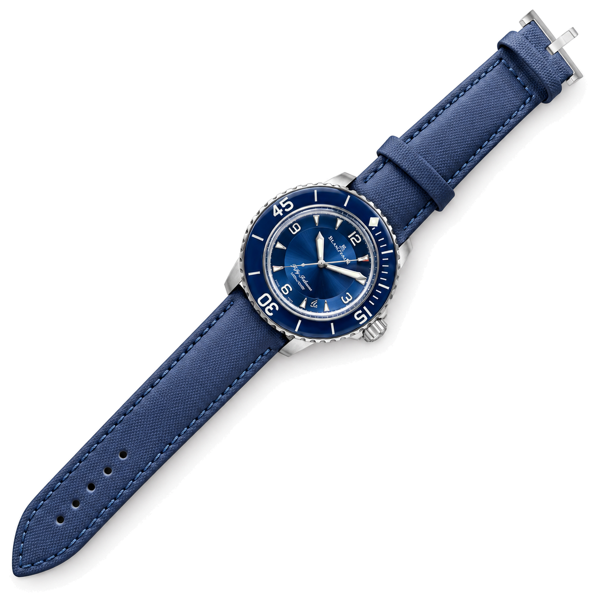 Blancpain Fifty Fathoms Blue Dial Ceramic Bezel NATO Strap Diver Watch