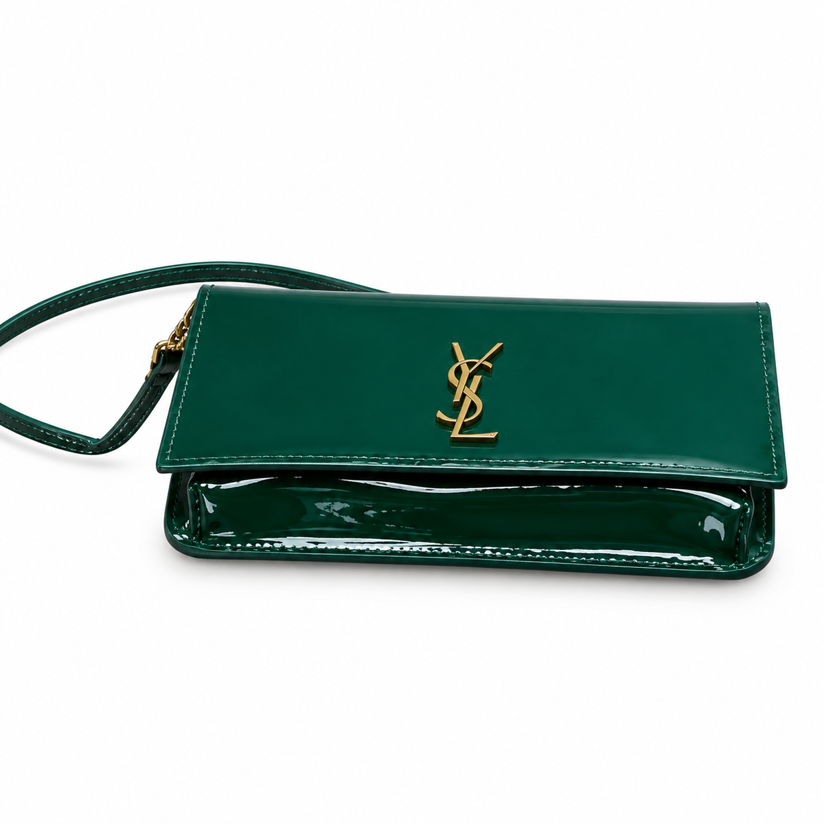 Saint Laurent Kate Chain Wallet Bag in Emerald