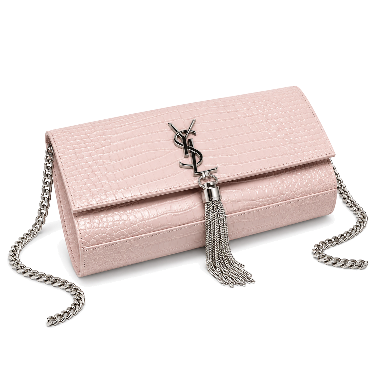 Saint Laurent Kate Medium Tassel Bag – Pink Croc