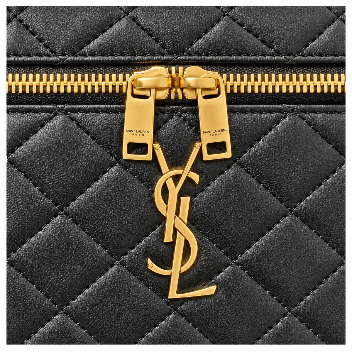 YSL Saint Laurent Quilted Vanity Case Bag Black