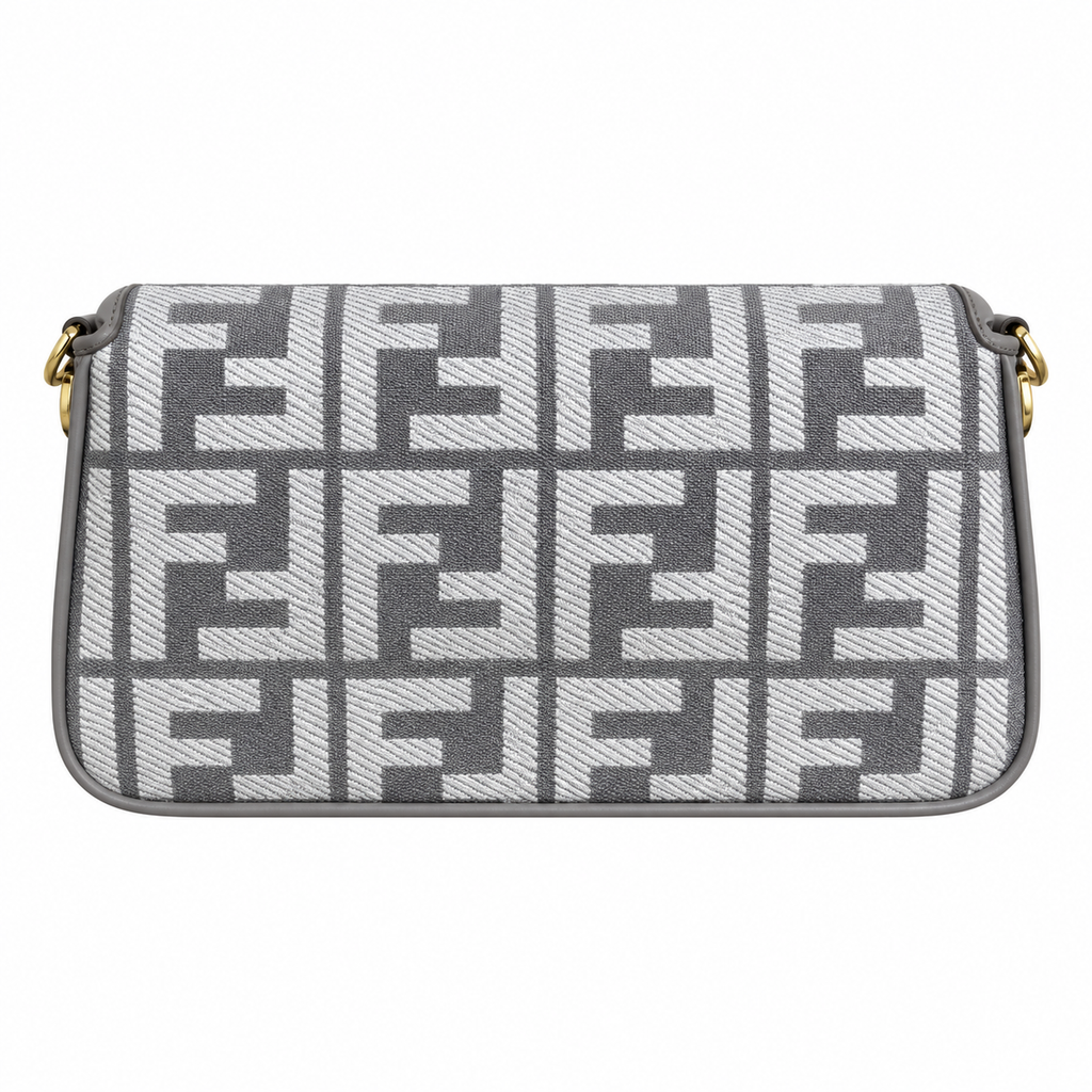 Fendi FF Shoulder Bag – Jacquard Canvas & Leather Trim, Flap Closure, 26cm