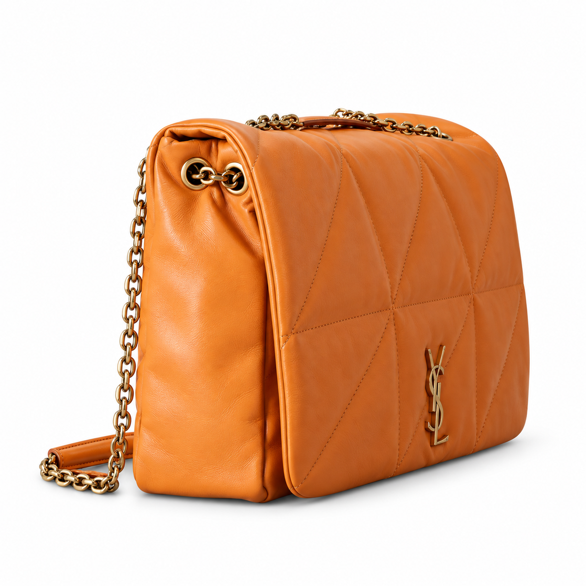 YSL Jamie Quilted Leather Flap Shoulder Bag Orange