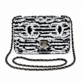 Chanel Black & White Zebra-Print Oversized Sequin Flap Bag | Square Gunmetal CC Turn-Lock & Black Leather Chain