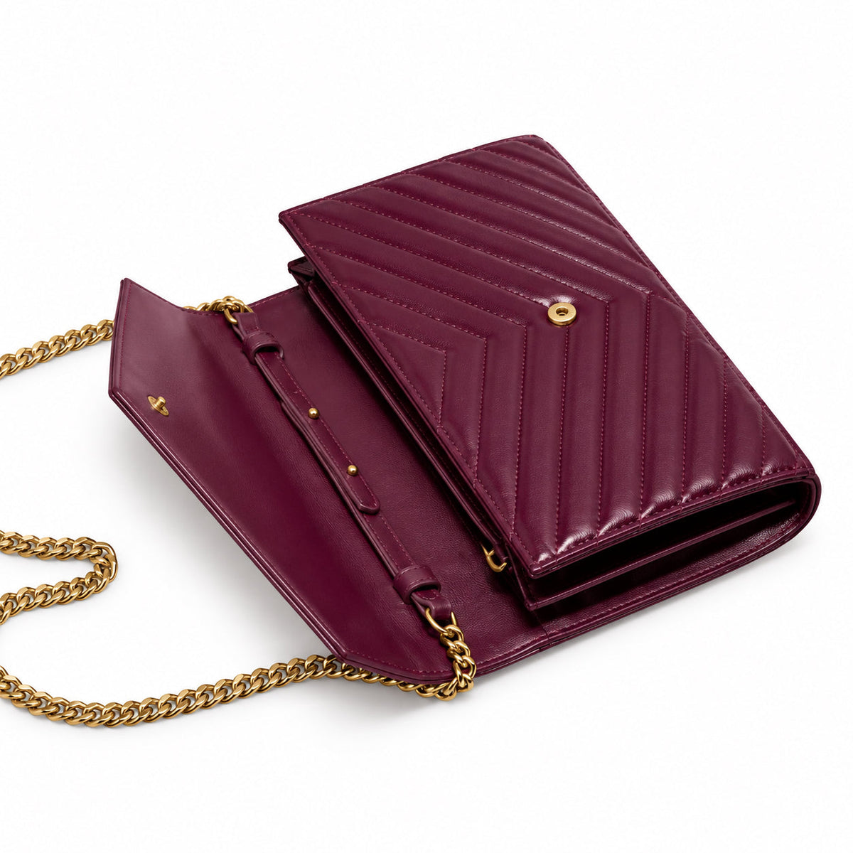 YSL Cassandre Chain Wallet Bag – Burgundy