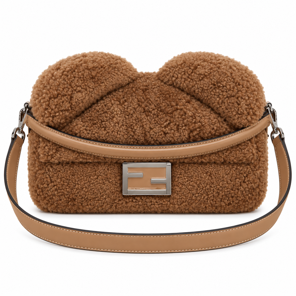 Fendi FF Logo Leather Envelope Clutch Crossbody Bag 27x6x15cm