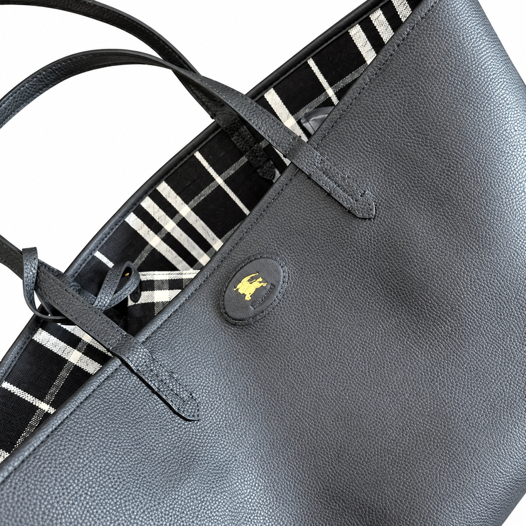 Burberry Monochrome Check Tote with Zip Pouch