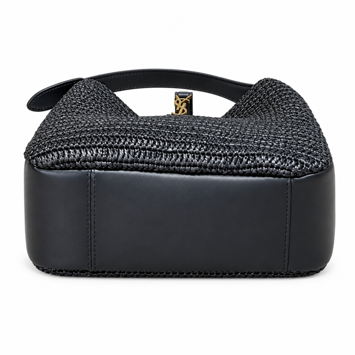 YSL Saint Laurent Le 5 À 7 Raffia Tote Bag Black