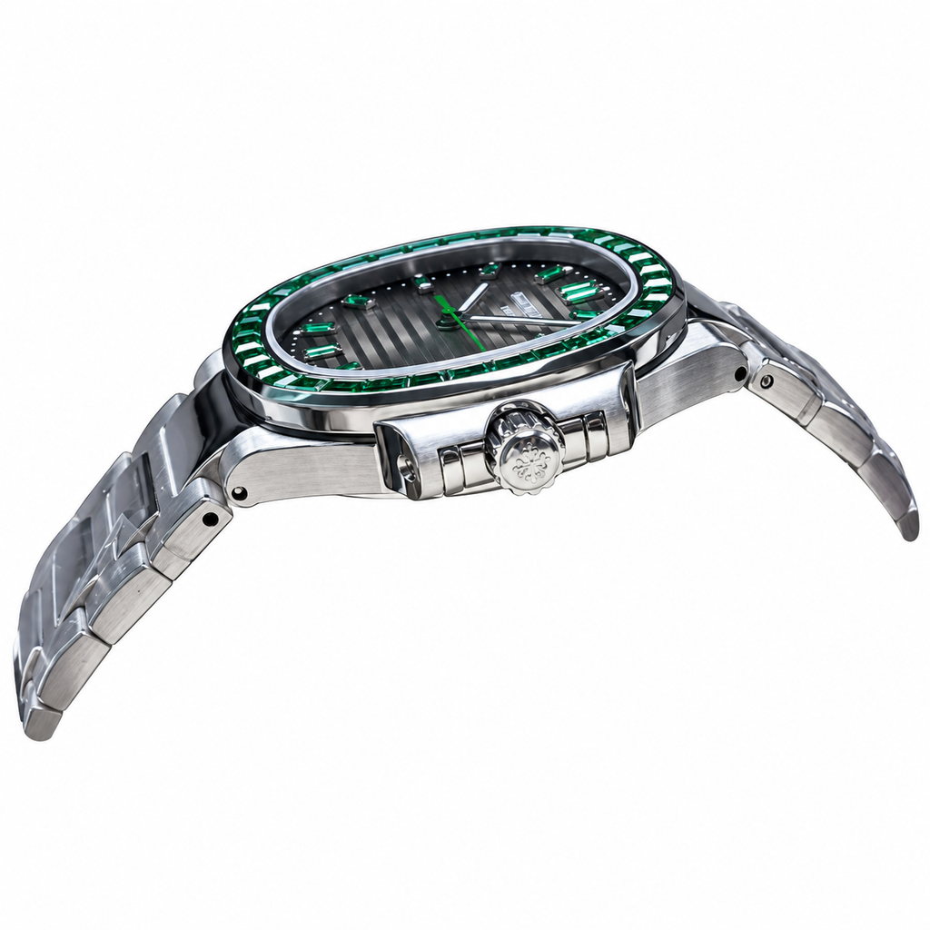 Patek Philippe Nautilus Emerald Baguette Steel Grey Dial