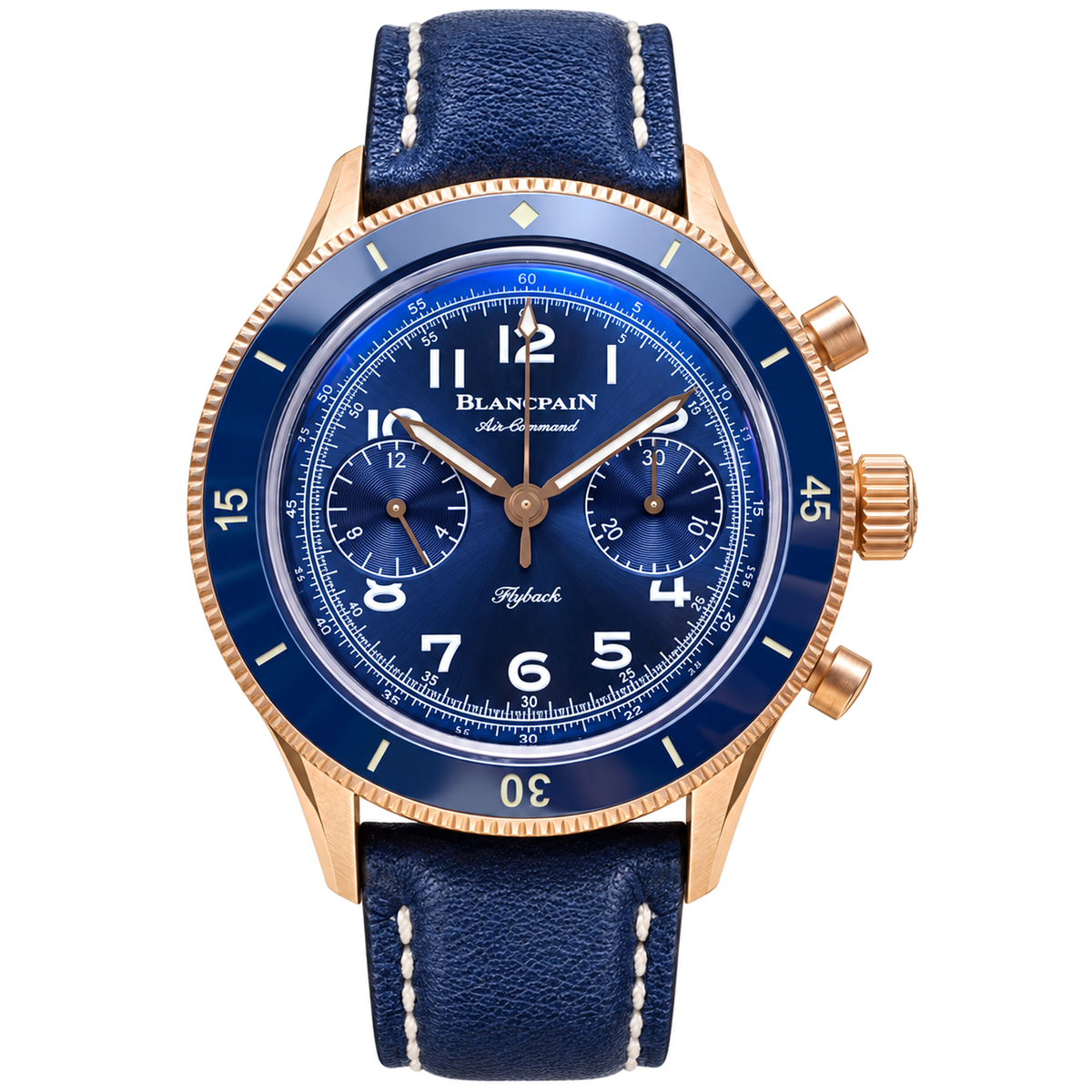 Blancpain Air Command Flyback Chronograph Rose Gold Blue Watch