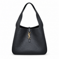 YSL Le 5 à 7 Hobo Bag Black Grained Leather Gold Monogram Saint Laurent