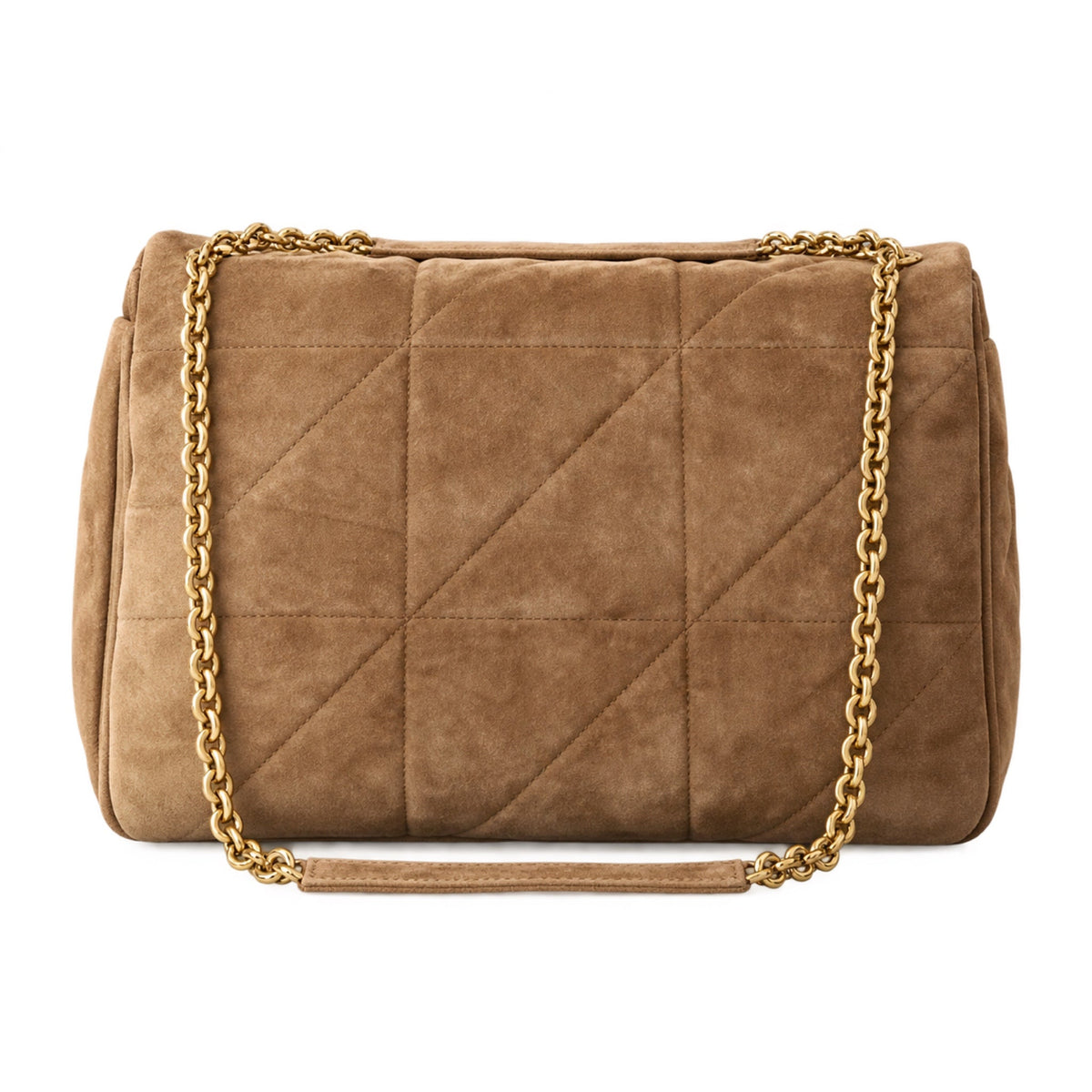 YSL Jamie Quilted Suede Flap Shoulder Bag Camel