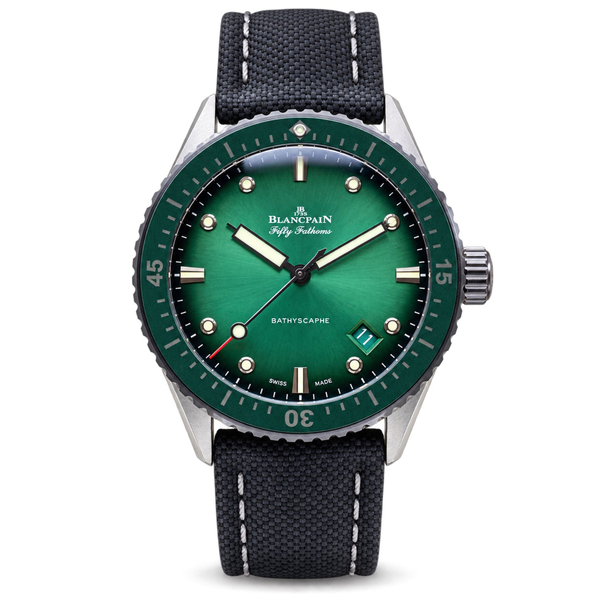 Blancpain Fifty Fathoms Bathyscaphe Green Dial Date Steel Dive Watch