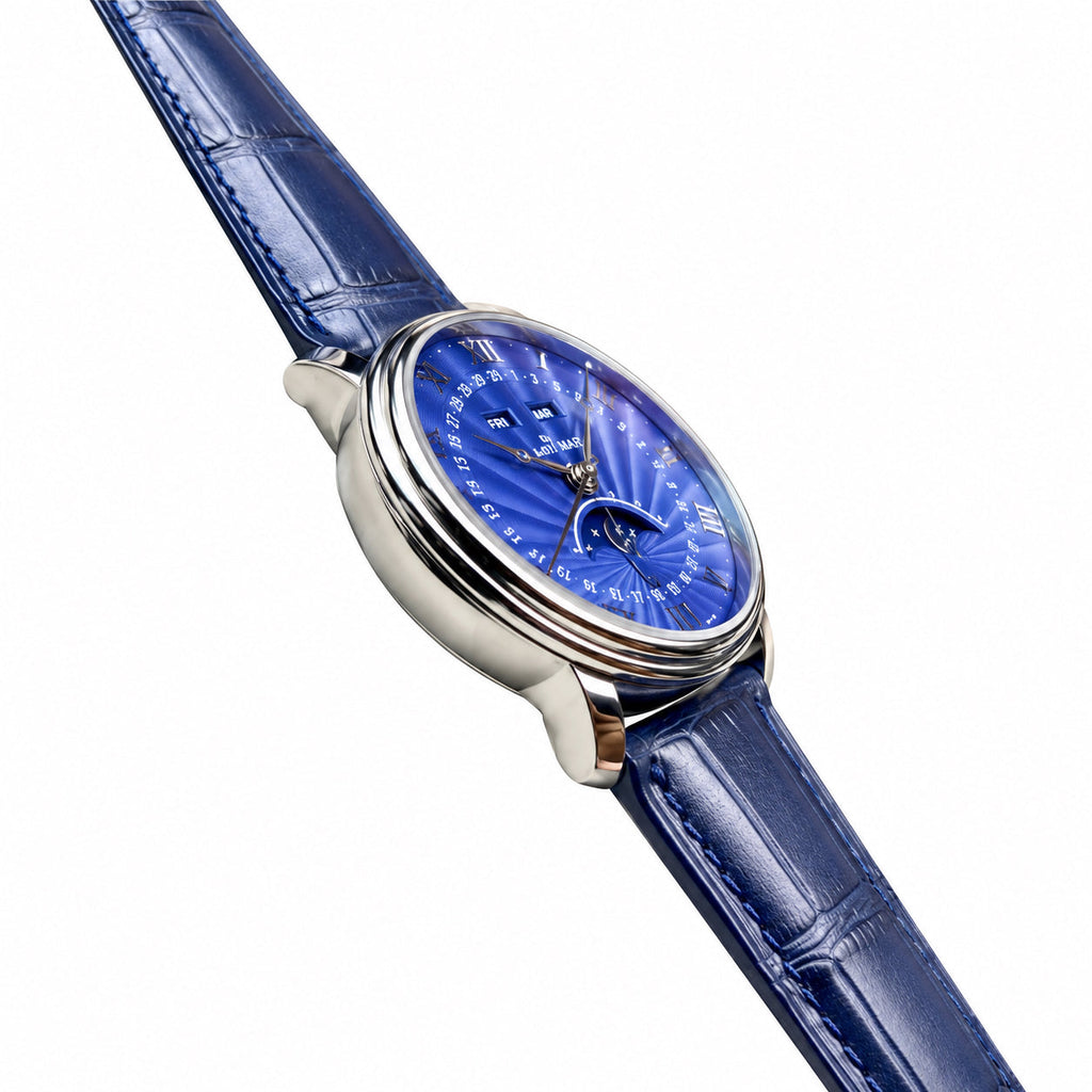 Blancpain Villeret Quantième Complet – Steel Blue Guilloché Dial Moonphase Calendar Swiss Automatic
