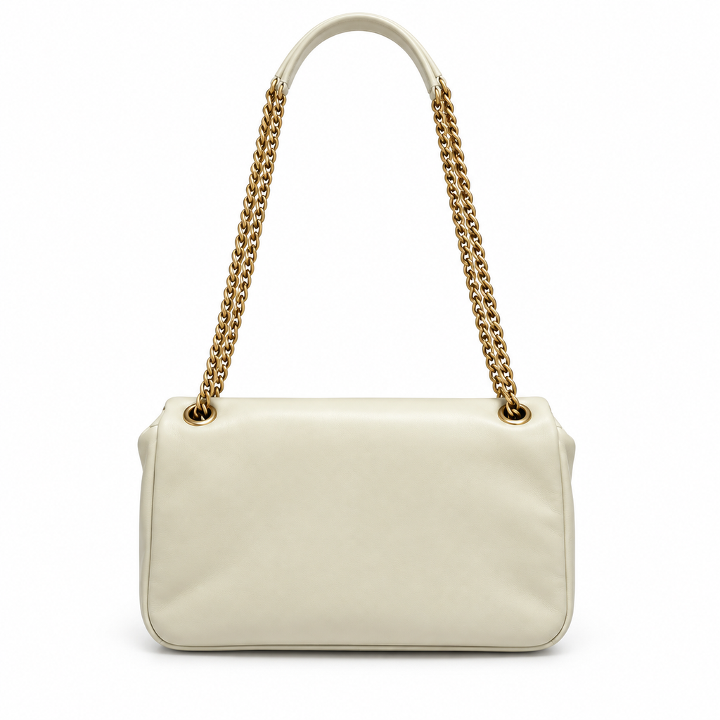 YSL Saint Laurent Calypso Chain Bag in Cream Smooth Leather