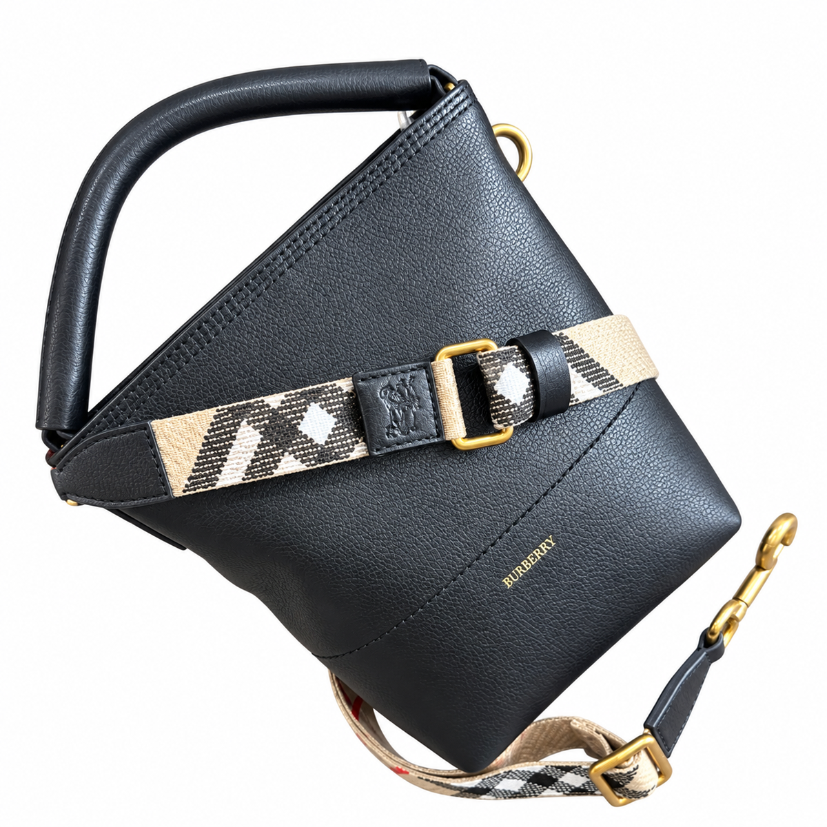 Burberry Noir Bucket Bag with Signature Check Strap