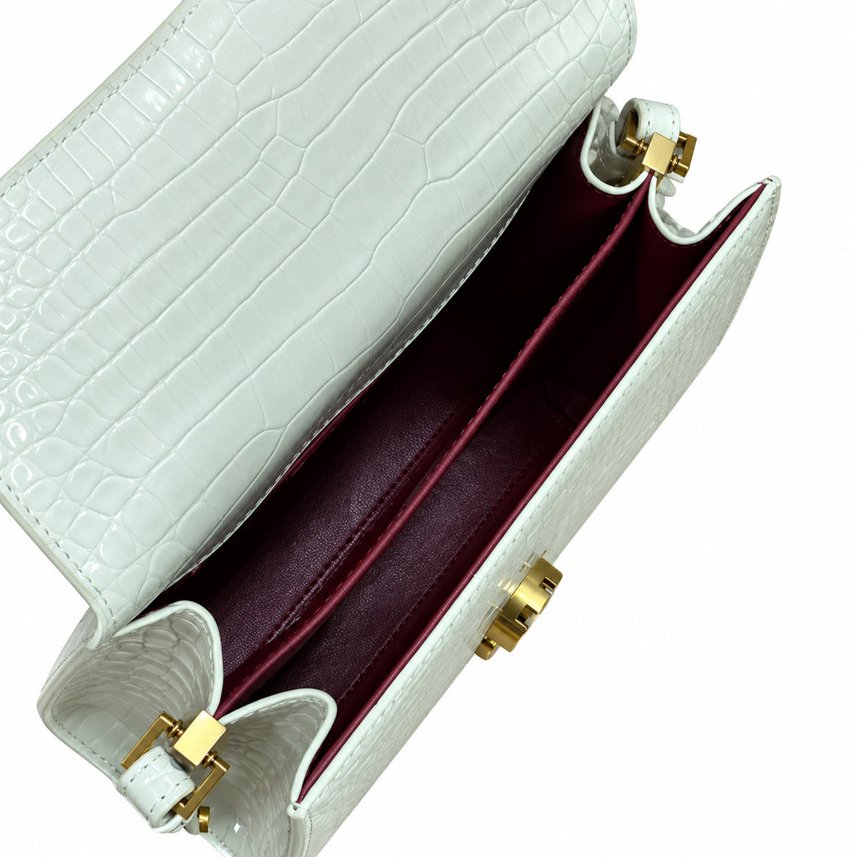 YSL Cassandra Mini Bag – White Croc Leather