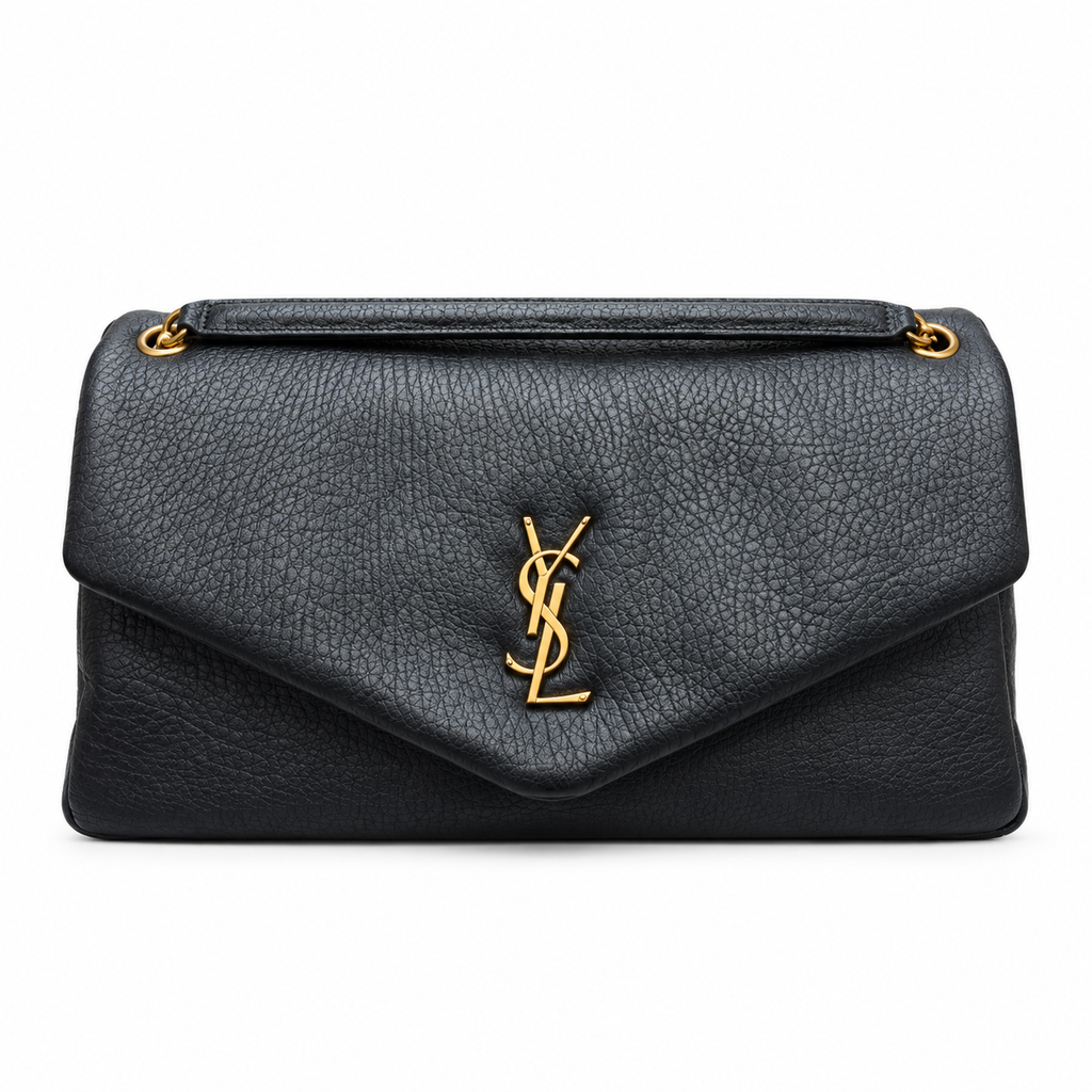 Saint Laurent YSL Calypso Bag – Black Grained Leather Gold