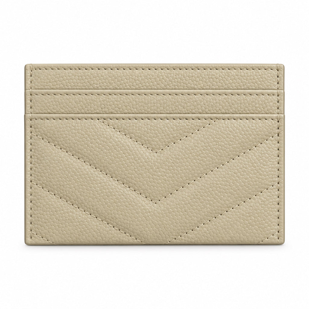 YSL Cassandre Card Holder – Cream Chevron