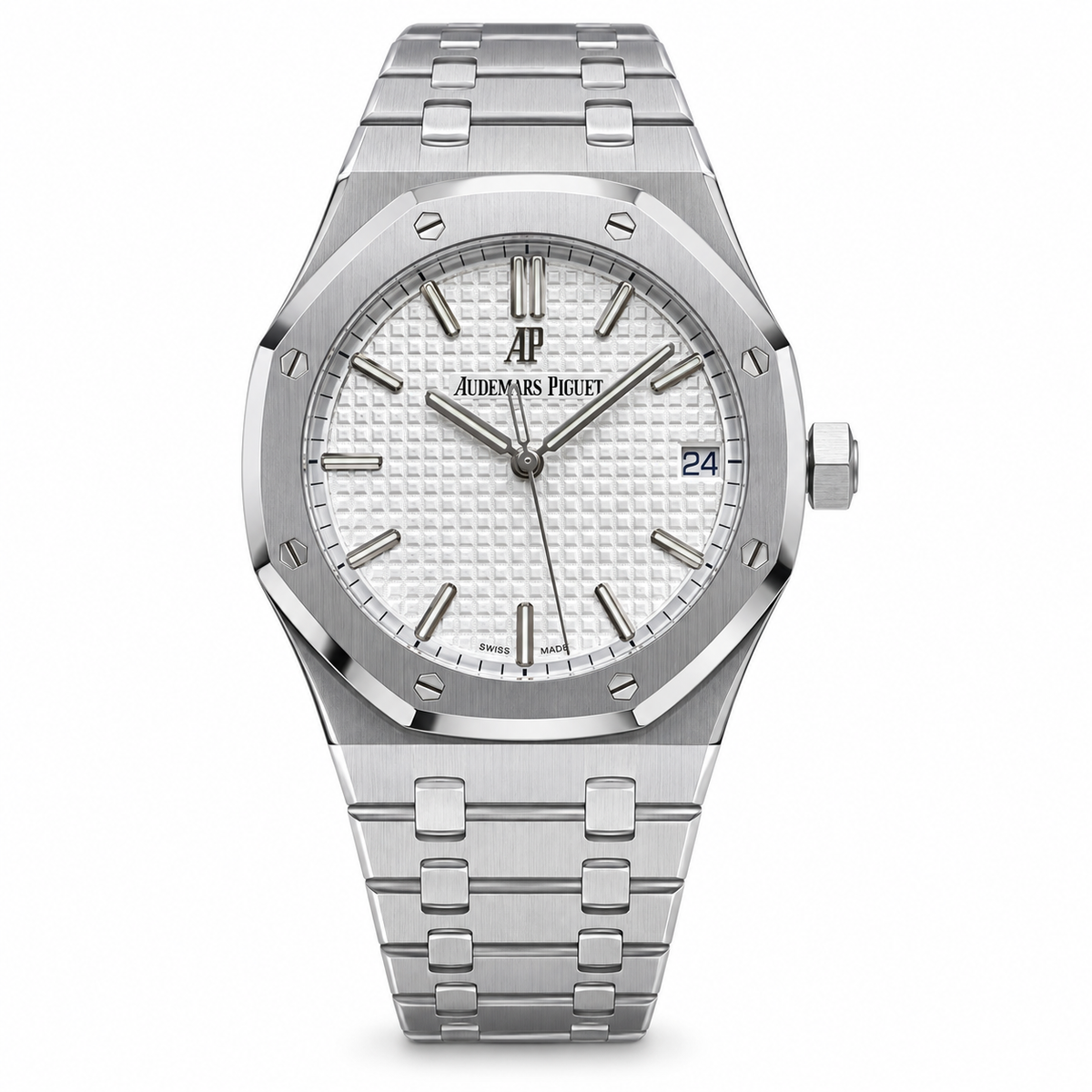Audemars Piguet Royal Oak Automatic White Petite Tapisserie Dial Stainless Steel Integrated Bracelet