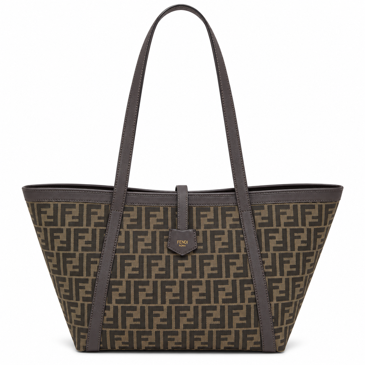 Fendi FF Large Tote Bag – Jacquard Canvas & Leather Handles, 32.5cm