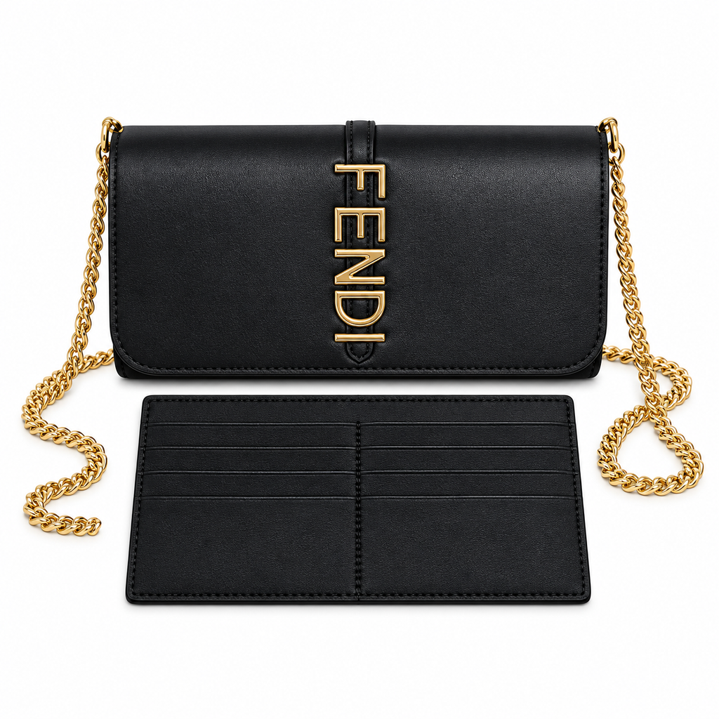 Fendi FF Small Shoulder Bag – Jacquard Canvas & Leather Trim, Flap Closure, 22cm