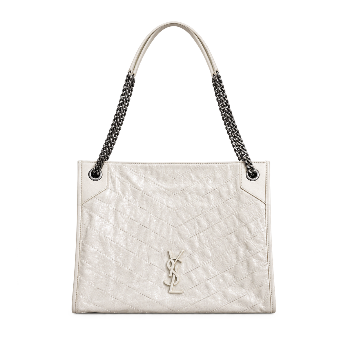 YSL Niki Shopping Bag – White Quilted Leather