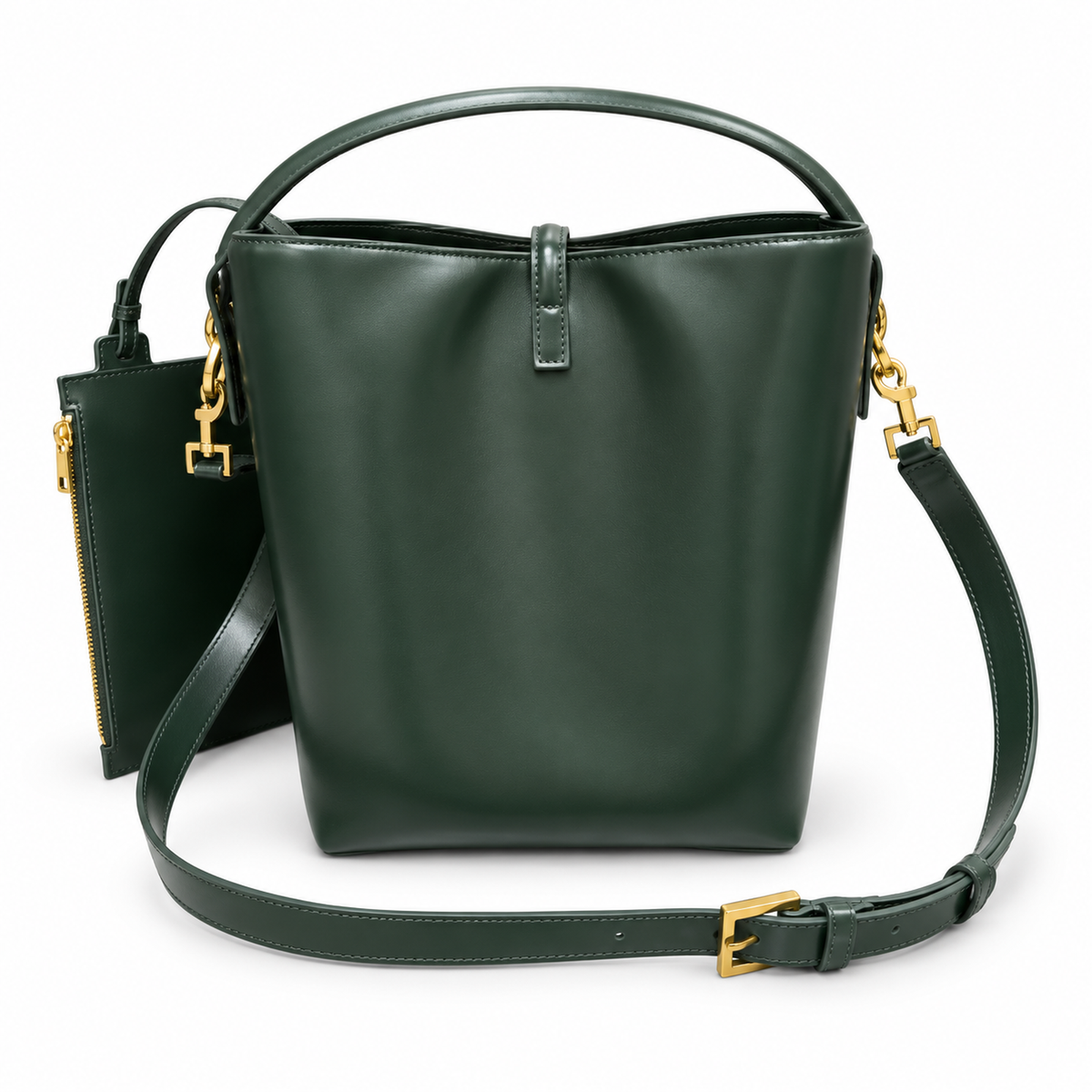 Saint Laurent YSL Le 37 Bucket Bag – Forest Green Leather