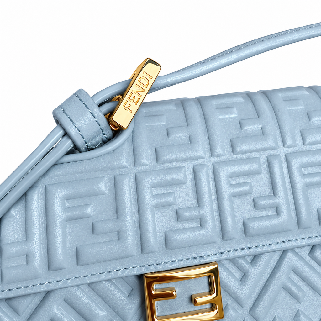 Fendi FF Slim Shoulder Bag – Jacquard Canvas & Leather Trim, Flap Closure, 21cm