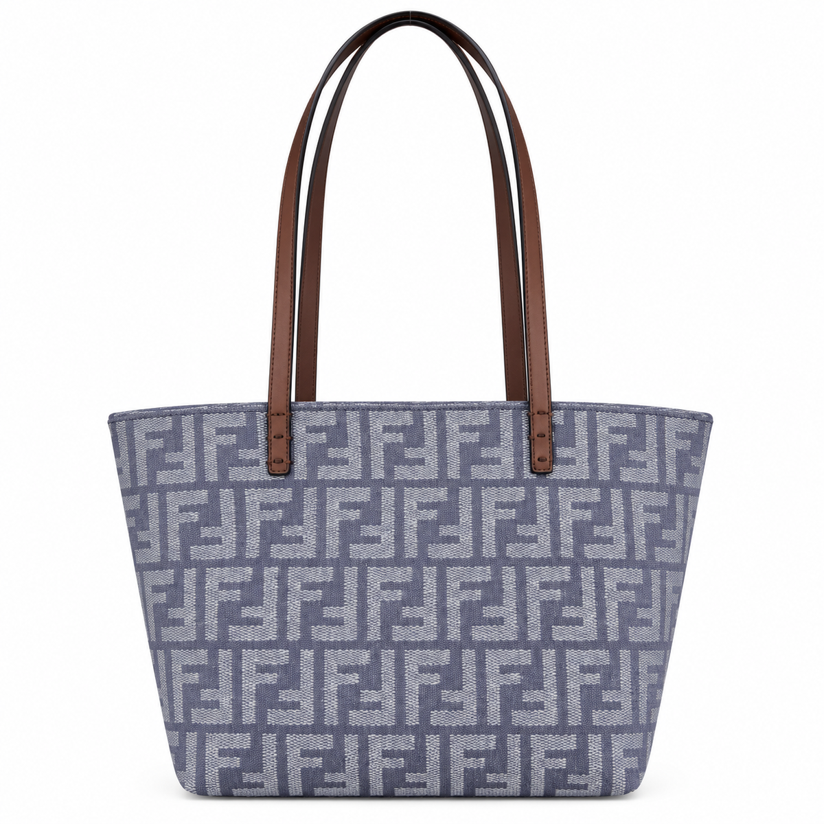 Fendi FF Medium Tote Bag – Jacquard Canvas & Leather Handles, Open Top, 19.5cm