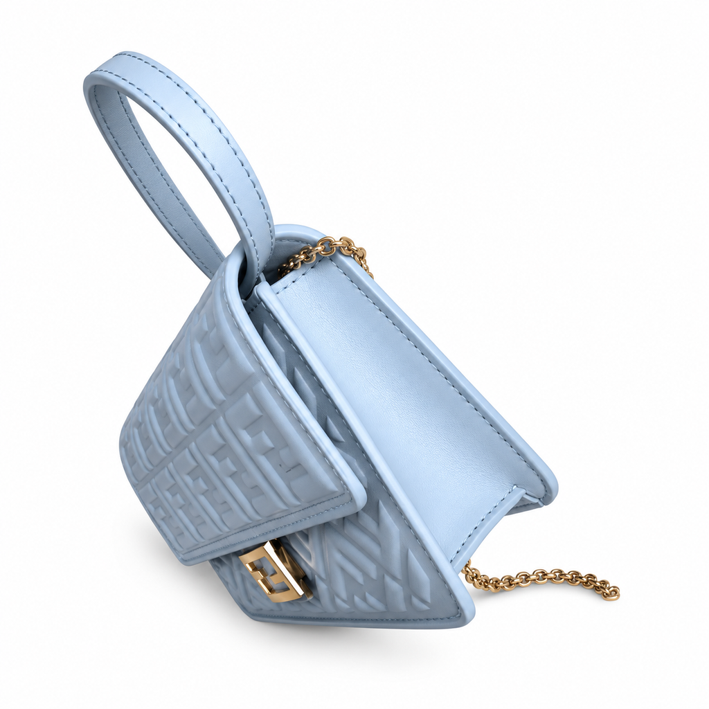 Fendi FF Slim Shoulder Bag – Jacquard Canvas & Leather Trim, Flap Closure, 21cm