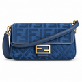 Fendi FF Shoulder Bag – Jacquard Canvas & Leather Trim, Flap Closure, 26cm